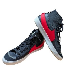 Nike Blazer Mid '77 Jumbo Black Bright Crimson Sneakers Men's 10.5 Black Red